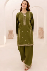 AGHA NOOR - Winter 2PC Dhanak Embroidered Suit - SS0460